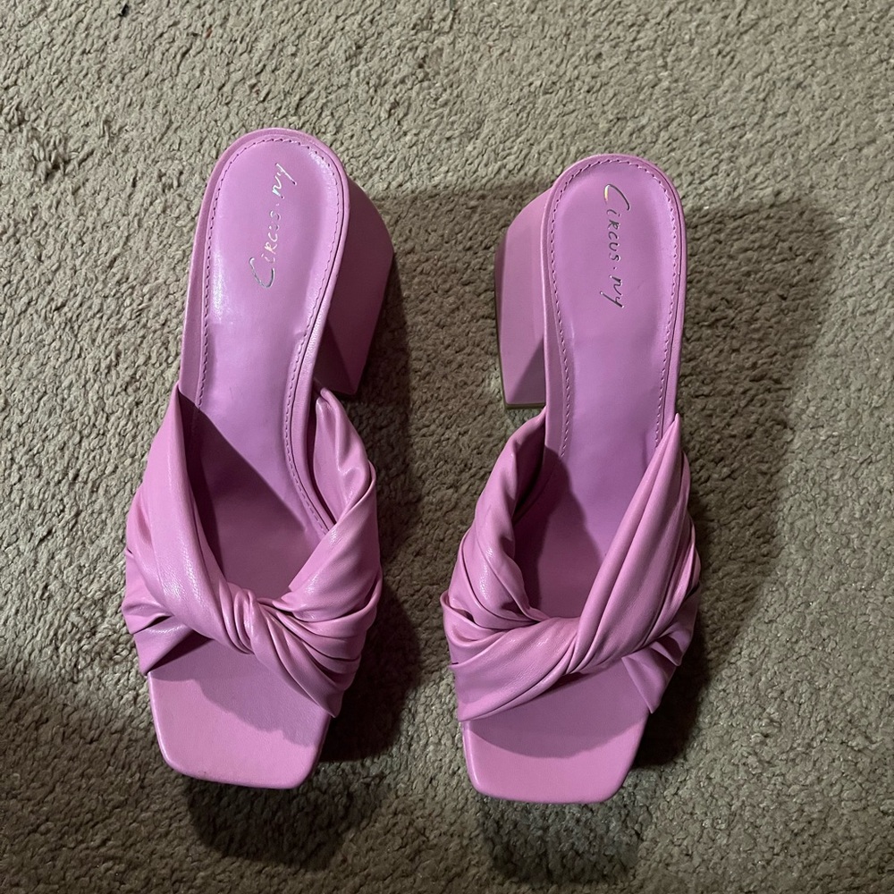 SAM EDELMAN Circus NY Marianna Pink Size 8 Open Toe Block Heel Slide Sandals